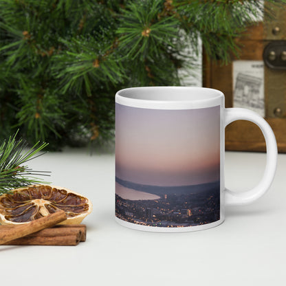 Swansea Bay at Dusk White glossy mug - Designs By CRF