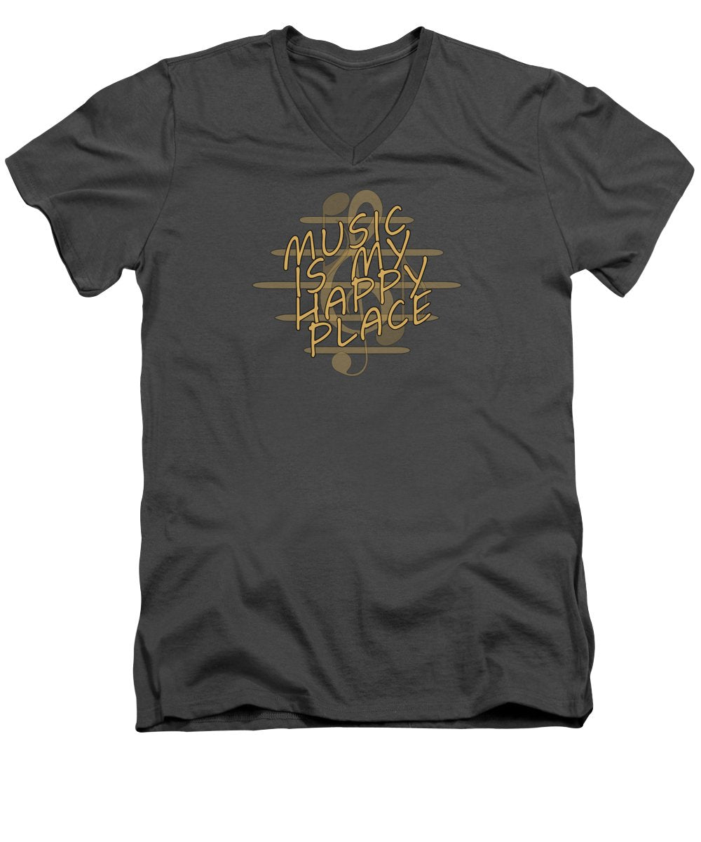 Music Is My Happy Place 2 - Men's V-Neck T-Shirt Designs By CRF