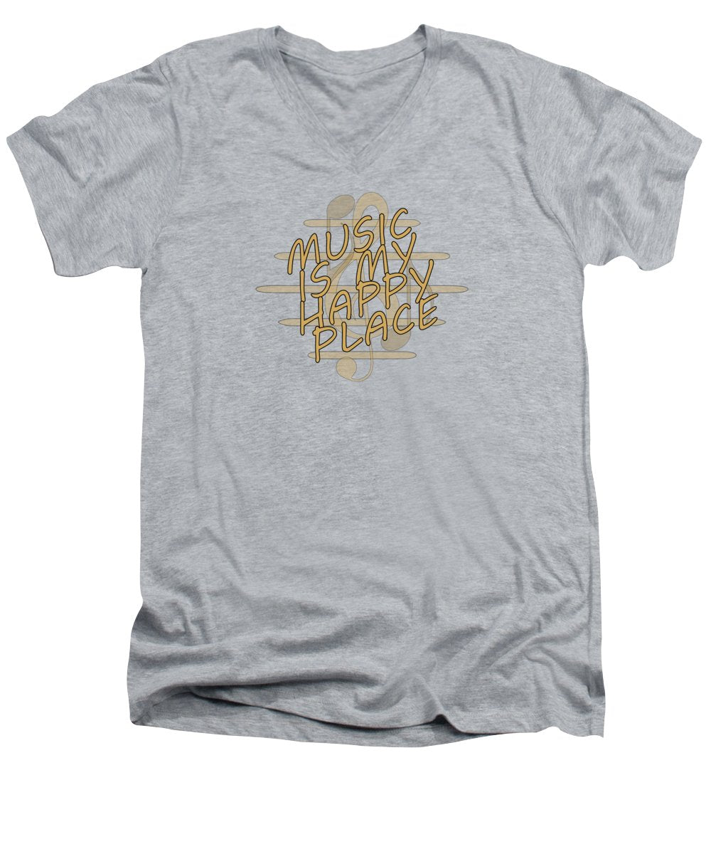 Music Is My Happy Place 2 - Men's V-Neck T-Shirt Designs By CRF