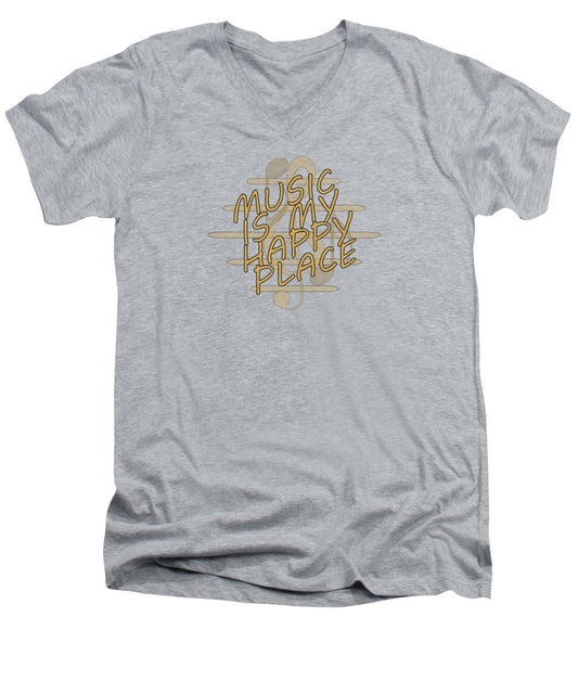 Music Is My Happy Place 2 - Men's V-Neck T-Shirt Designs By CRF