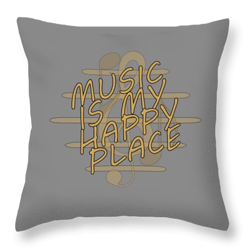 Music Is My Happy Place 2 - Throw Pillow Designs By CRF