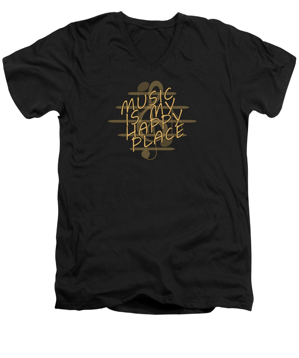 Music Is My Happy Place 2 - Men's V-Neck T-Shirt Designs By CRF