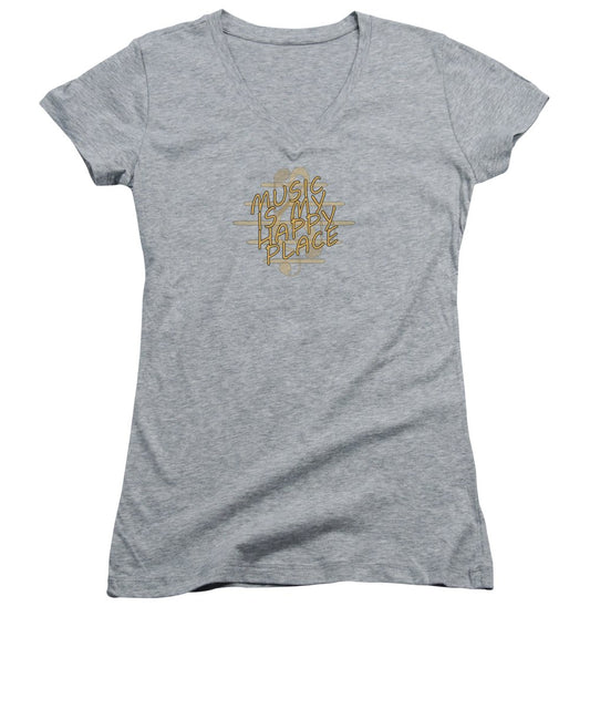 Music Is My Happy Place 2 - Women's V-Neck Designs By CRF