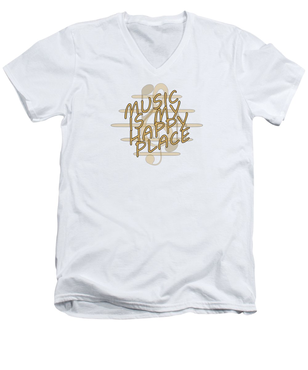 Music Is My Happy Place 2 - Men's V-Neck T-Shirt Designs By CRF