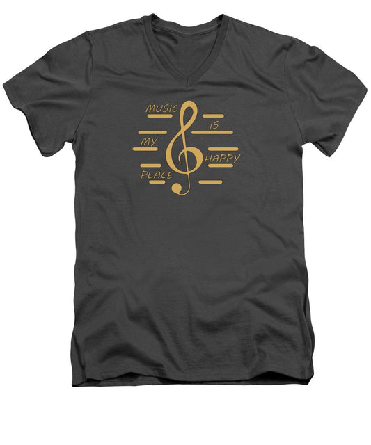 Music Is My Happy Place - Men's V-Neck T-Shirt Designs By CRF