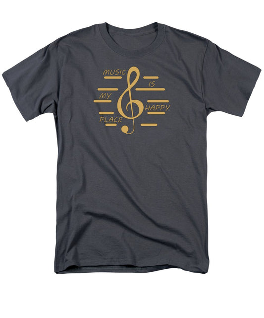 Music Is My Happy Place - Men's T-Shirt Regular Fit Designs By CRF